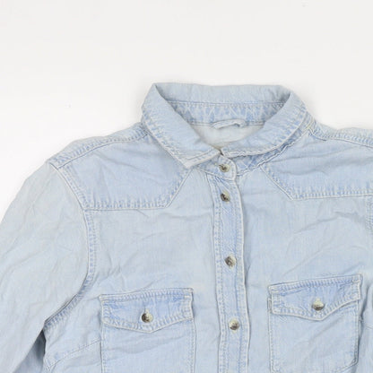 Womens UK Size 6 Topshop Blue Basic Button-Up