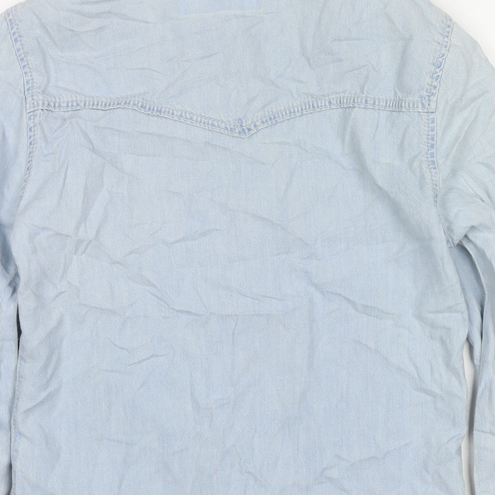 Womens UK Size 6 Topshop Blue Basic Button-Up