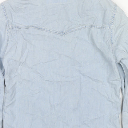 Womens UK Size 6 Topshop Blue Basic Button-Up