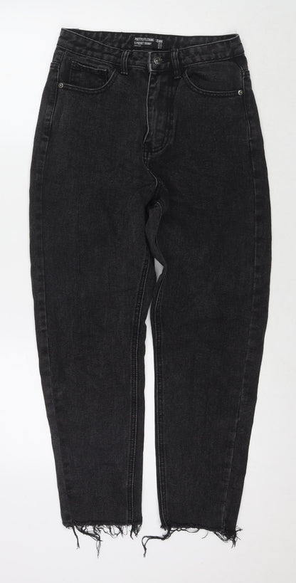 PRETTYLITTLETHING Womens Black Cotton Straight Jeans Size 6 L24 in Regular Zip