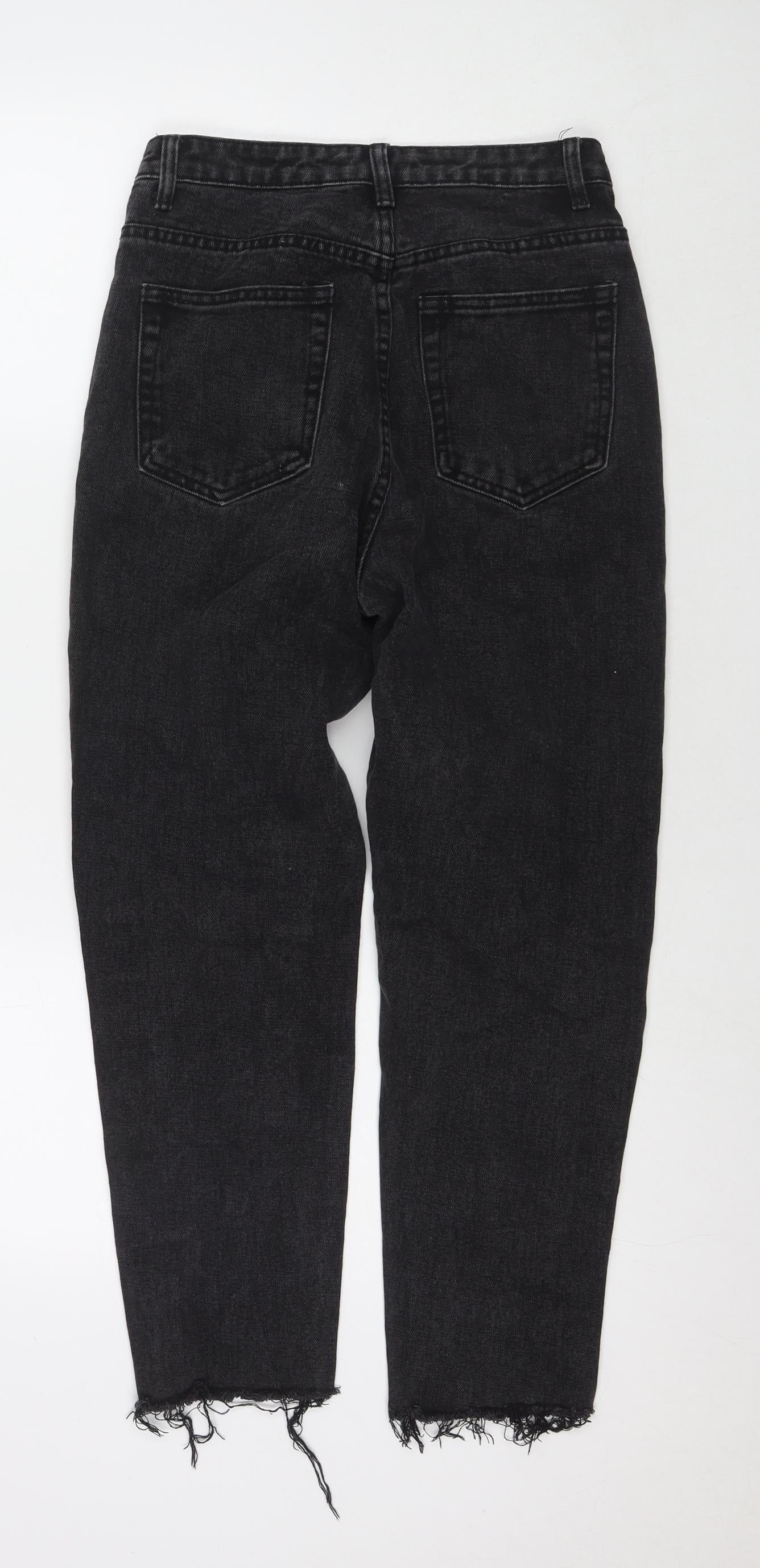 PRETTYLITTLETHING Womens Black Cotton Straight Jeans Size 6 L24 in Regular Zip