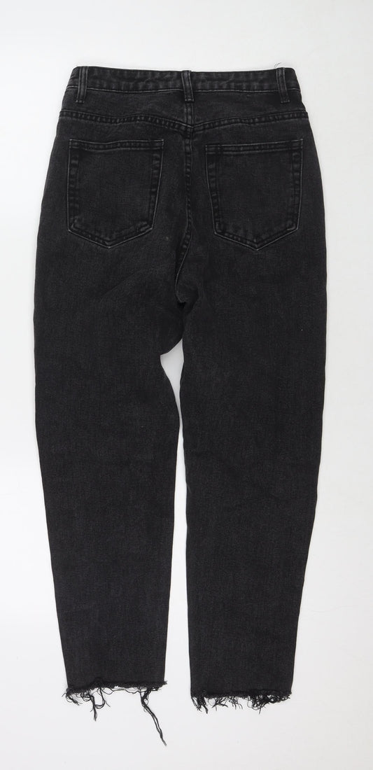PRETTYLITTLETHING Womens Black Cotton Straight Jeans Size 6 L24 in Regular Zip