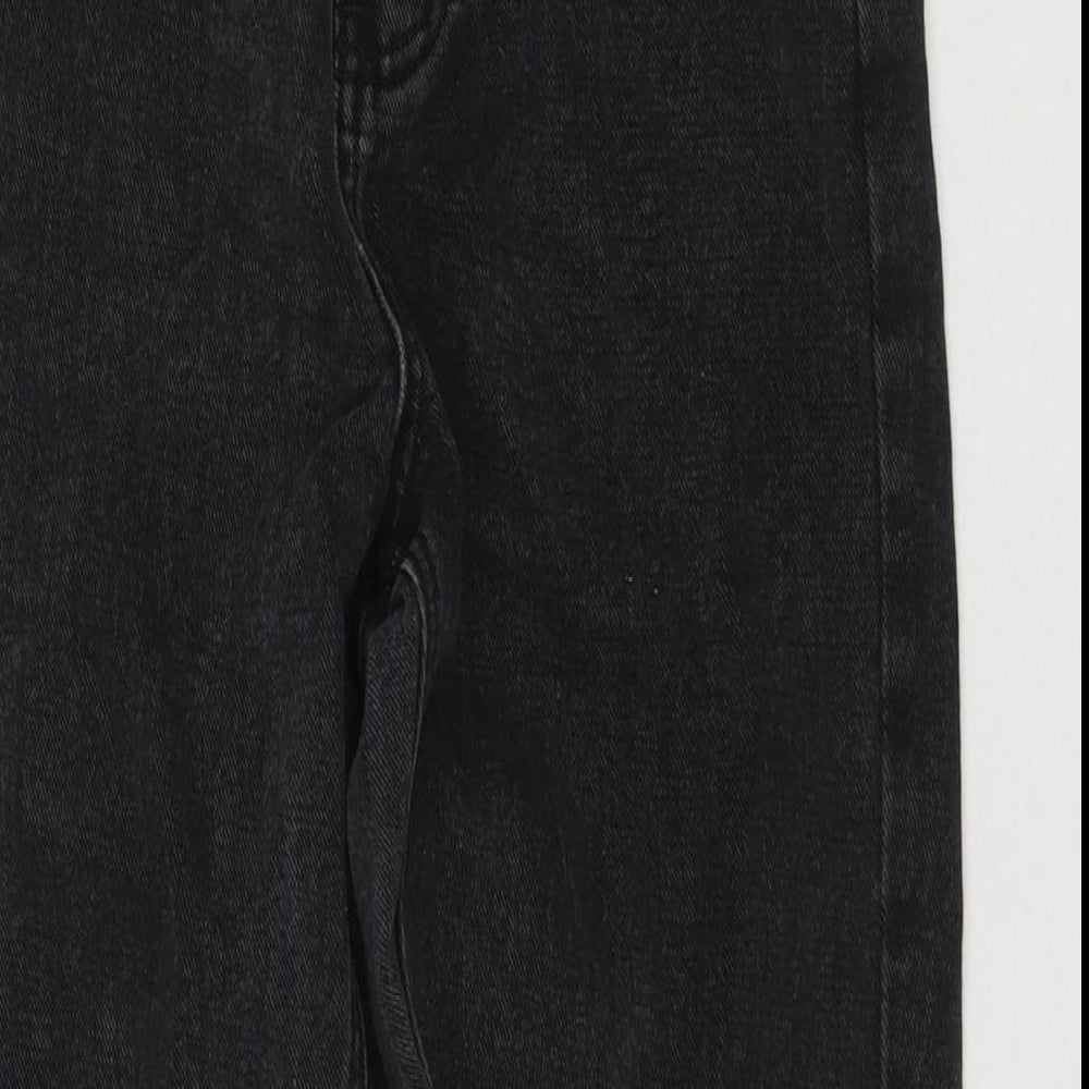 PRETTYLITTLETHING Womens Black Cotton Straight Jeans Size 6 L24 in Regular Zip