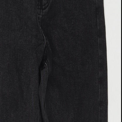 PRETTYLITTLETHING Womens Black Cotton Straight Jeans Size 6 L24 in Regular Zip