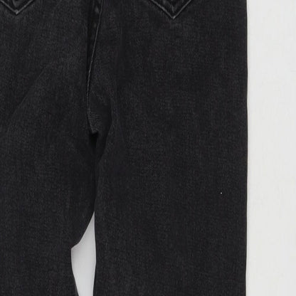 PRETTYLITTLETHING Womens Black Cotton Straight Jeans Size 6 L24 in Regular Zip