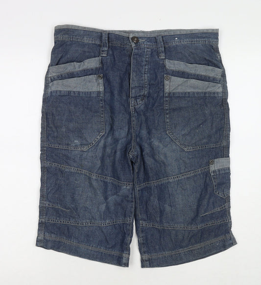 Red Herring Mens Blue Cotton Bermuda Shorts Size 34 in L12 in Regular Zip