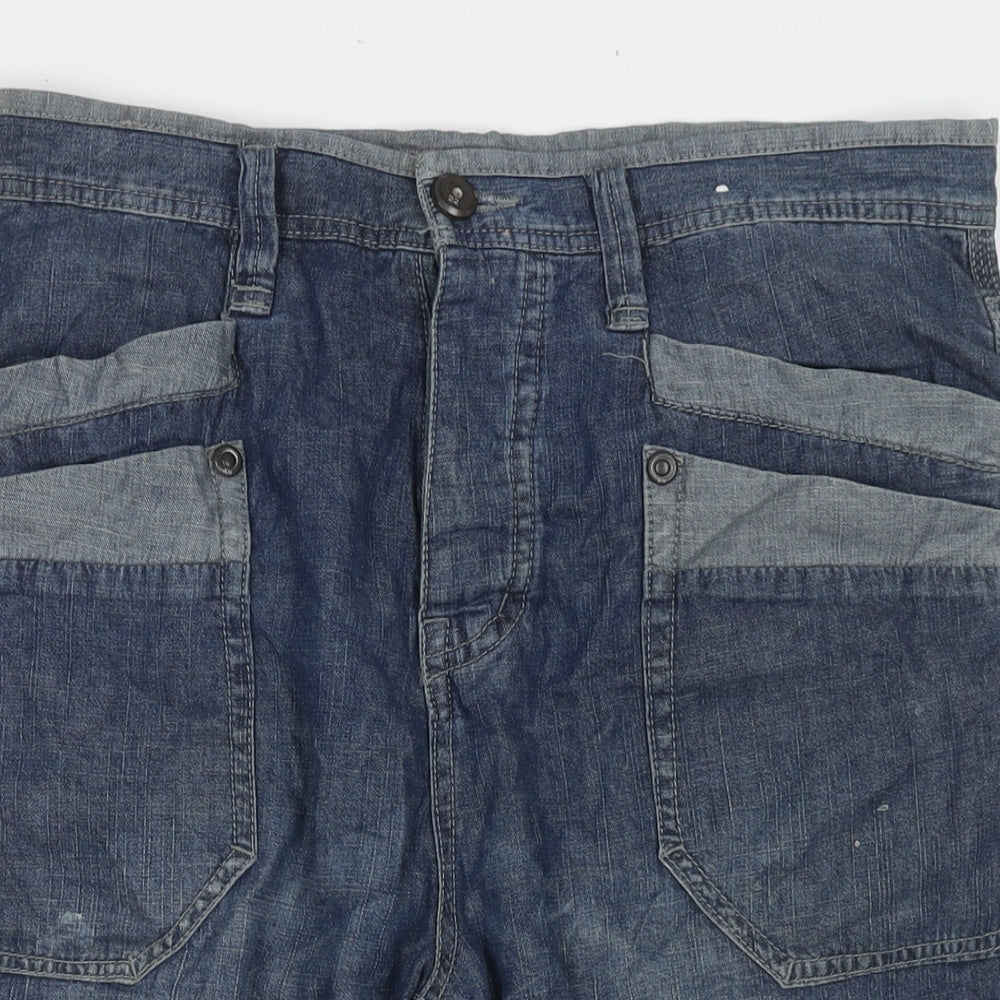 Red Herring Mens Blue Cotton Bermuda Shorts Size 34 in L12 in Regular Zip