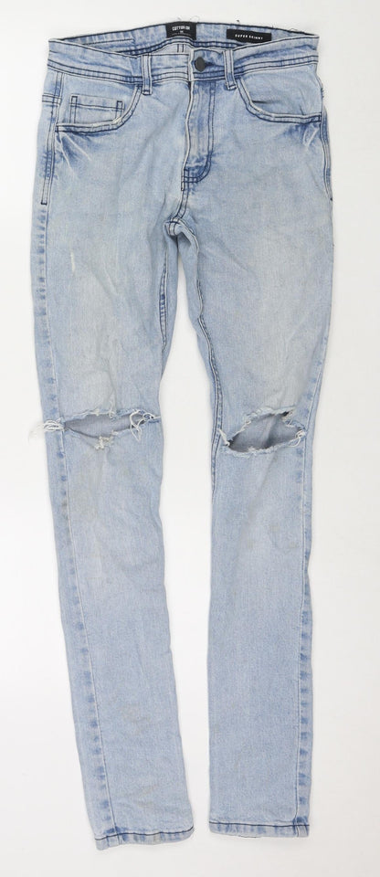 Cotton:On Womens Blue Cotton Blend Skinny Jeans Size 28 in L32 in Regular Zip