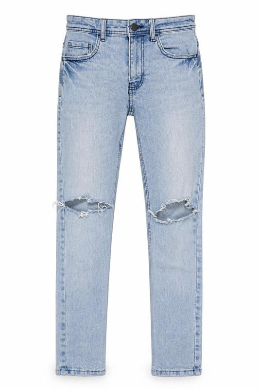 Front view of Cotton:On women’s blue cotton blend skinny jeans, size UK 28, in, 32-inch leg regular zip