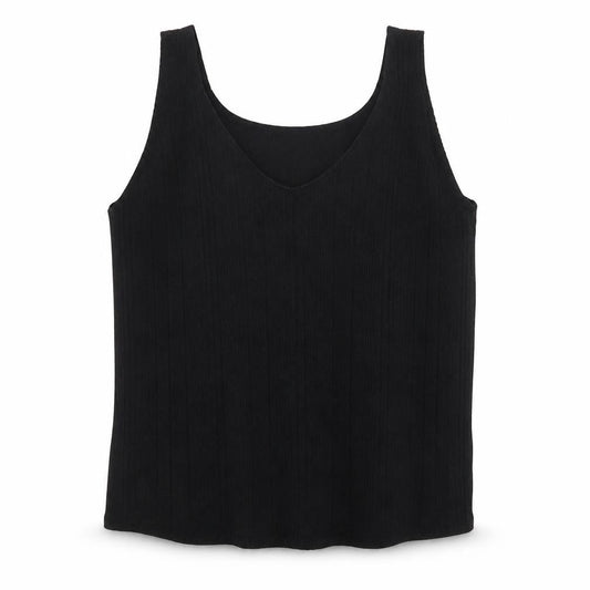 Wasabi+Mint Womens Black Polyester Basic Tank Size L Scoop Neck