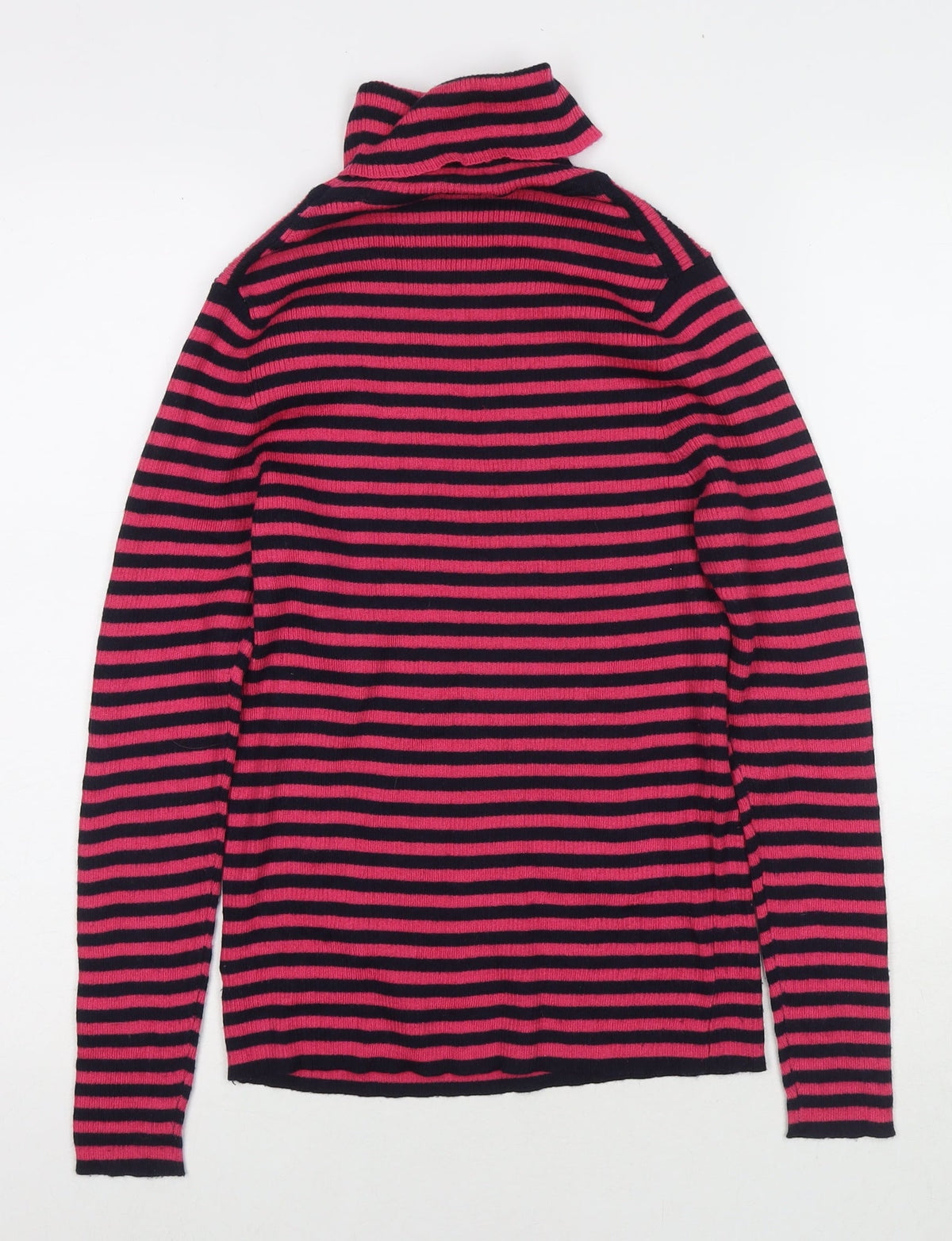 Part2 Womens Pink Roll Neck Striped Polyester Pullover Jumper Size L