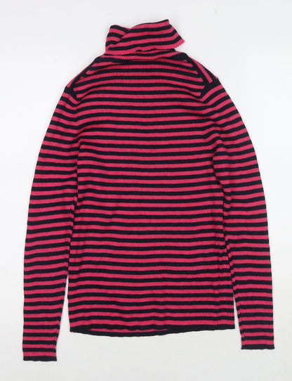 Part2 Womens Pink Roll Neck Striped Polyester Pullover Jumper Size L