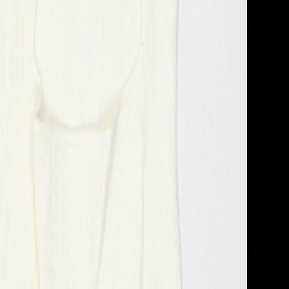 Pretty Lavish Womens White Polyester Maxi Size S Round Neck Pullover