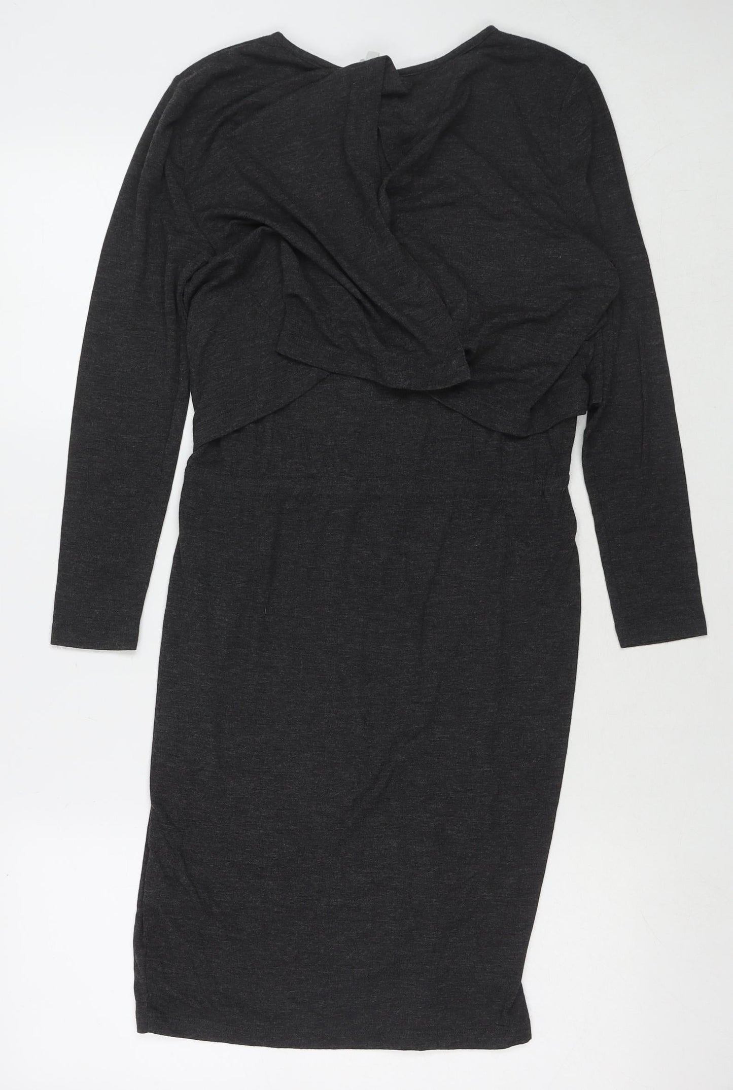 Gray&Willow Womens Grey Polyester T-Shirt Dress Size 8 Round Neck Pullover