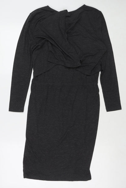Gray&Willow Womens Grey Polyester T-Shirt Dress Size 8 Round Neck Pullover
