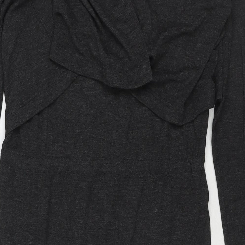 Gray&Willow Womens Grey Polyester T-Shirt Dress Size 8 Round Neck Pullover