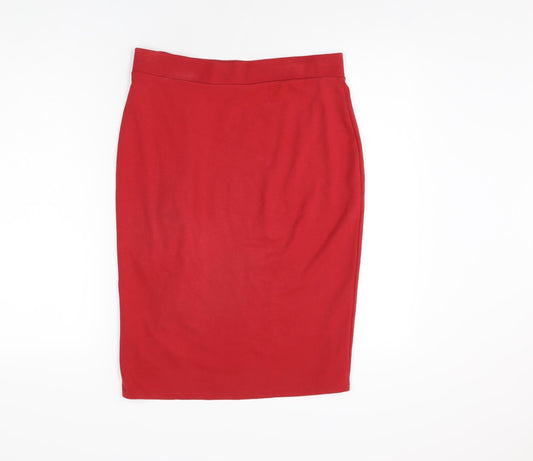 Marks and Spencer Womens Red Viscose Straight & Pencil Skirt Size 12