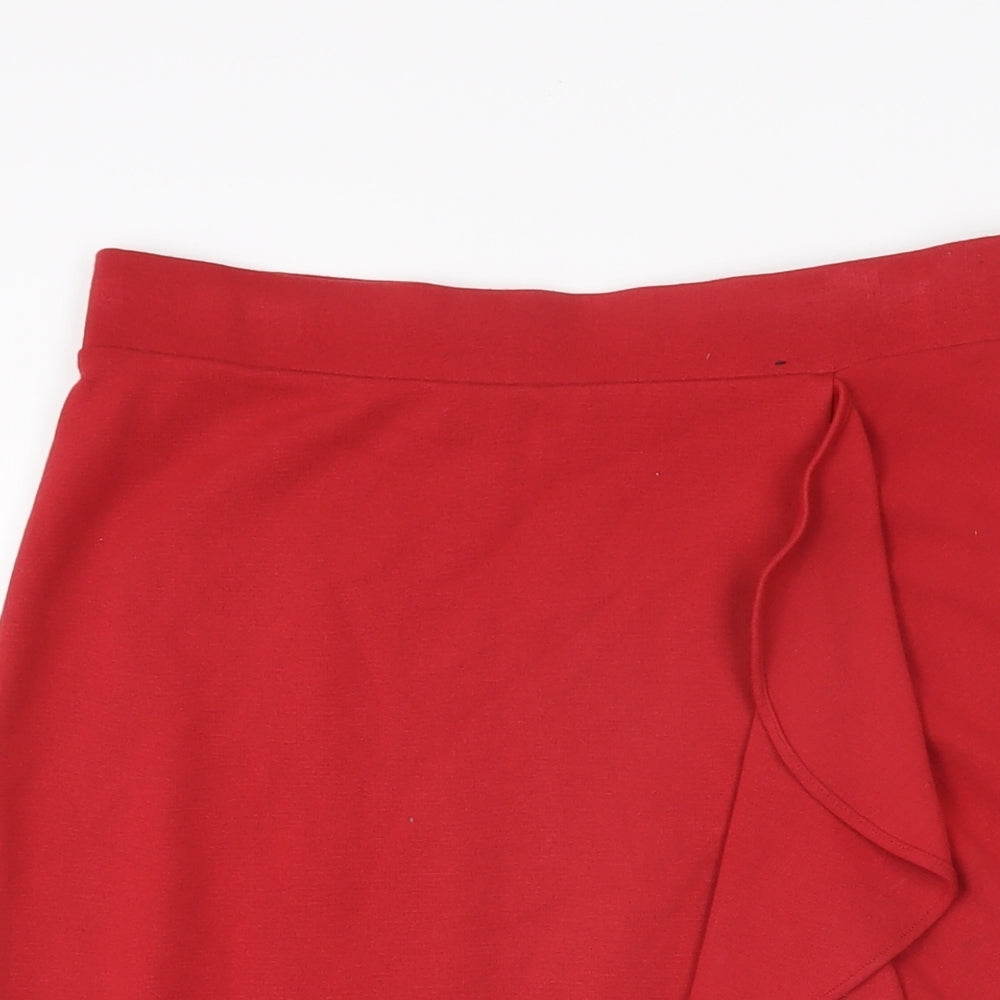 Marks and Spencer Womens Red Viscose Straight & Pencil Skirt Size 12
