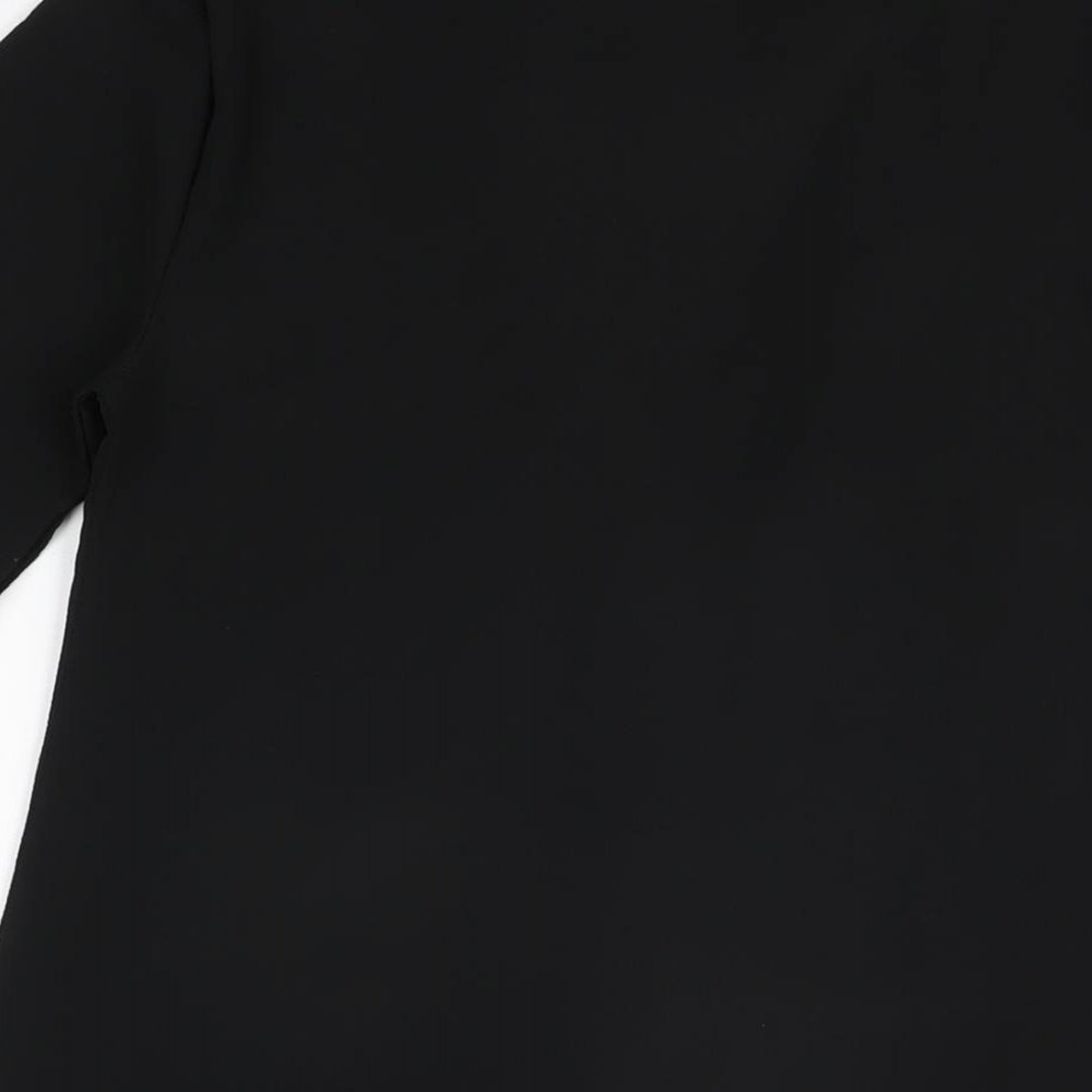 PRETTYLITTLETHING Womens Black Polyester Shift Size 4 V-Neck Button