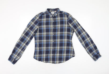 Womens UK Size M Uniqlo Blue Basic Button-Up