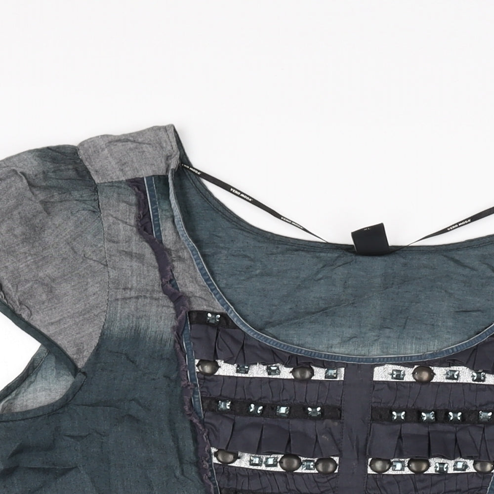 Womens UK Size XL VERO MODA Grey Basic T-Shirt
