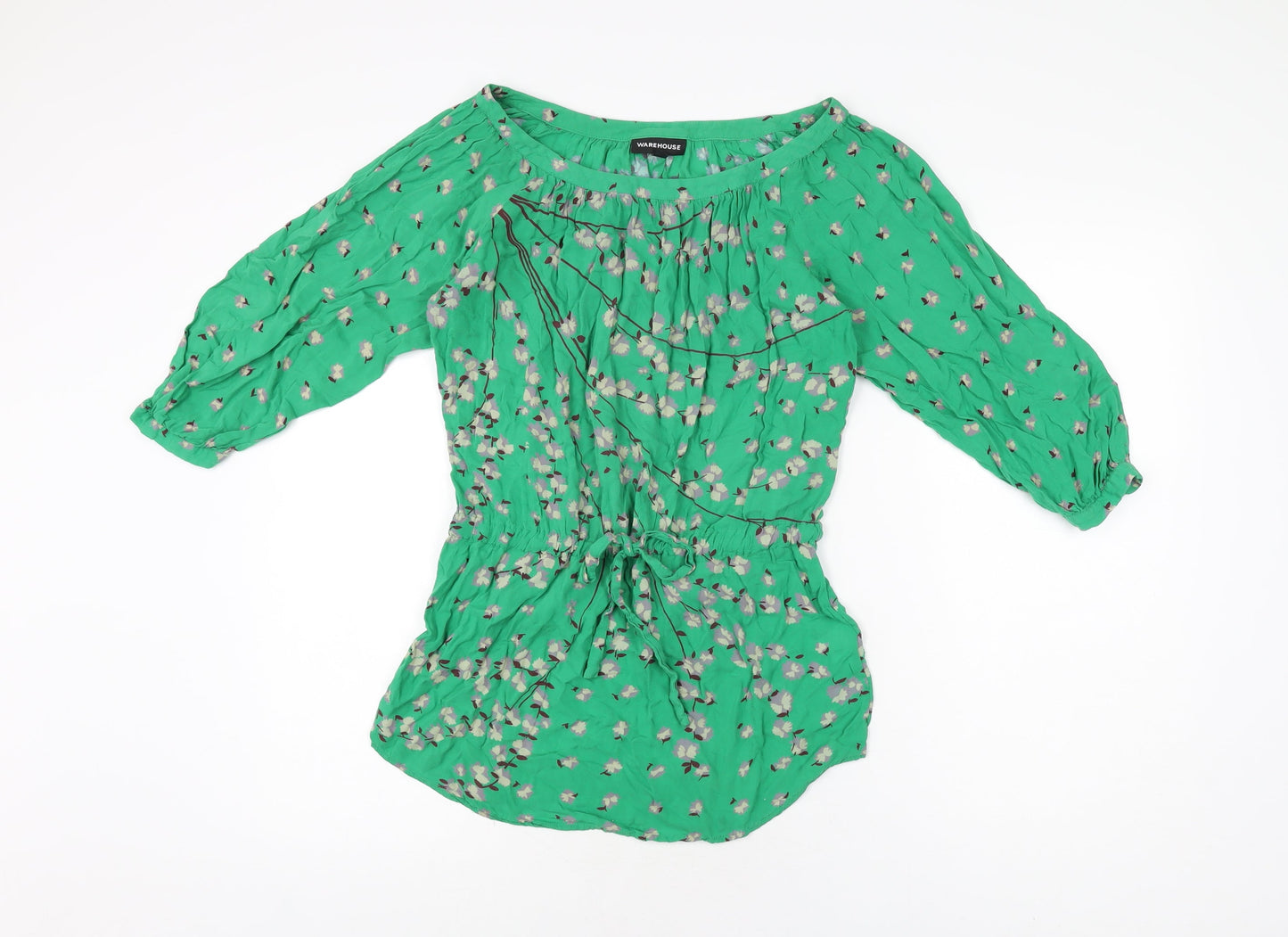 Womens UK Size 8 Warehouse Green Basic T-Shirt