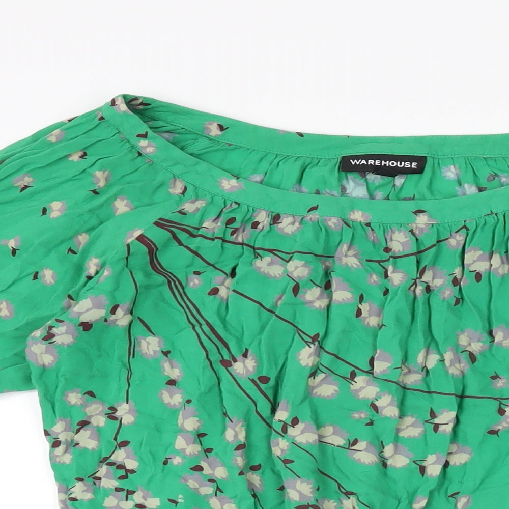 Womens UK Size 8 Warehouse Green Basic T-Shirt