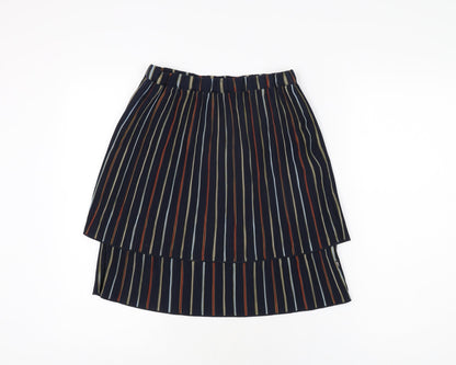 Coster Womens Blue Striped Polyester Mini Skirt Size 8