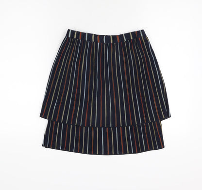 Coster Womens Blue Striped Polyester Mini Skirt Size 8