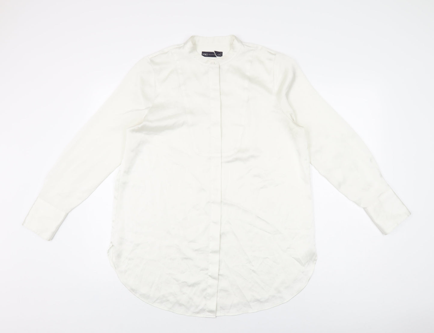 Womens UK Size 12 Marks and Spencer White Basic Button-Up