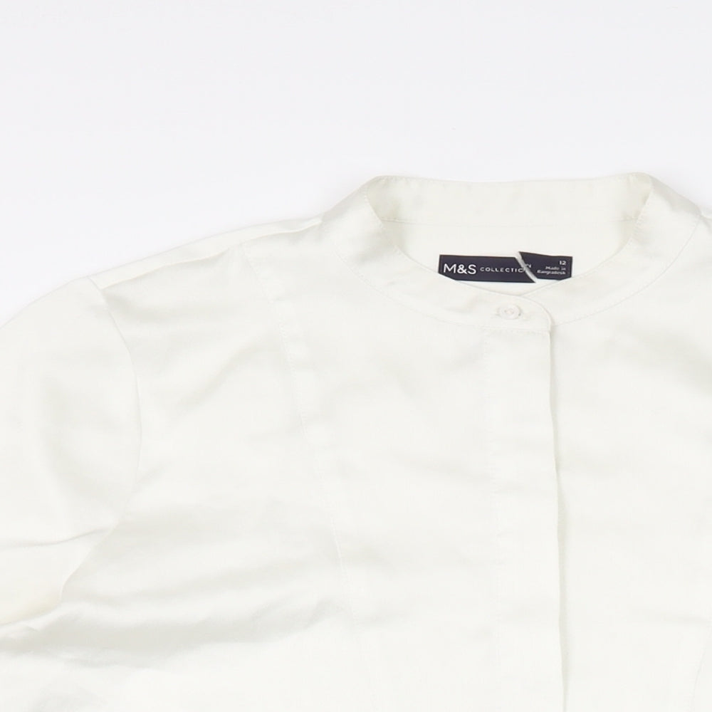 Womens UK Size 12 Marks and Spencer White Basic Button-Up