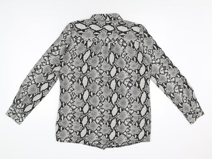 Womens UK Size 12 New Look Grey Basic Button-Up