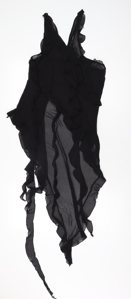 Bershka Womens Black Polyester Basic Blouse Size M V-Neck