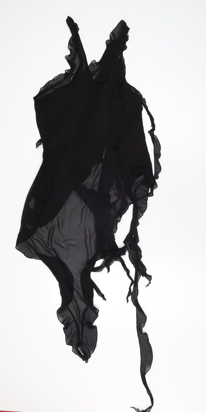 Bershka Womens Black Polyester Basic Blouse Size M V-Neck