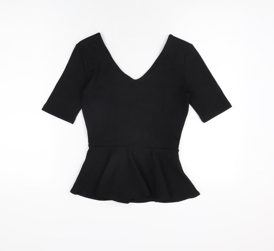 Womens UK Size 8 Topshop Black Basic T-Shirt