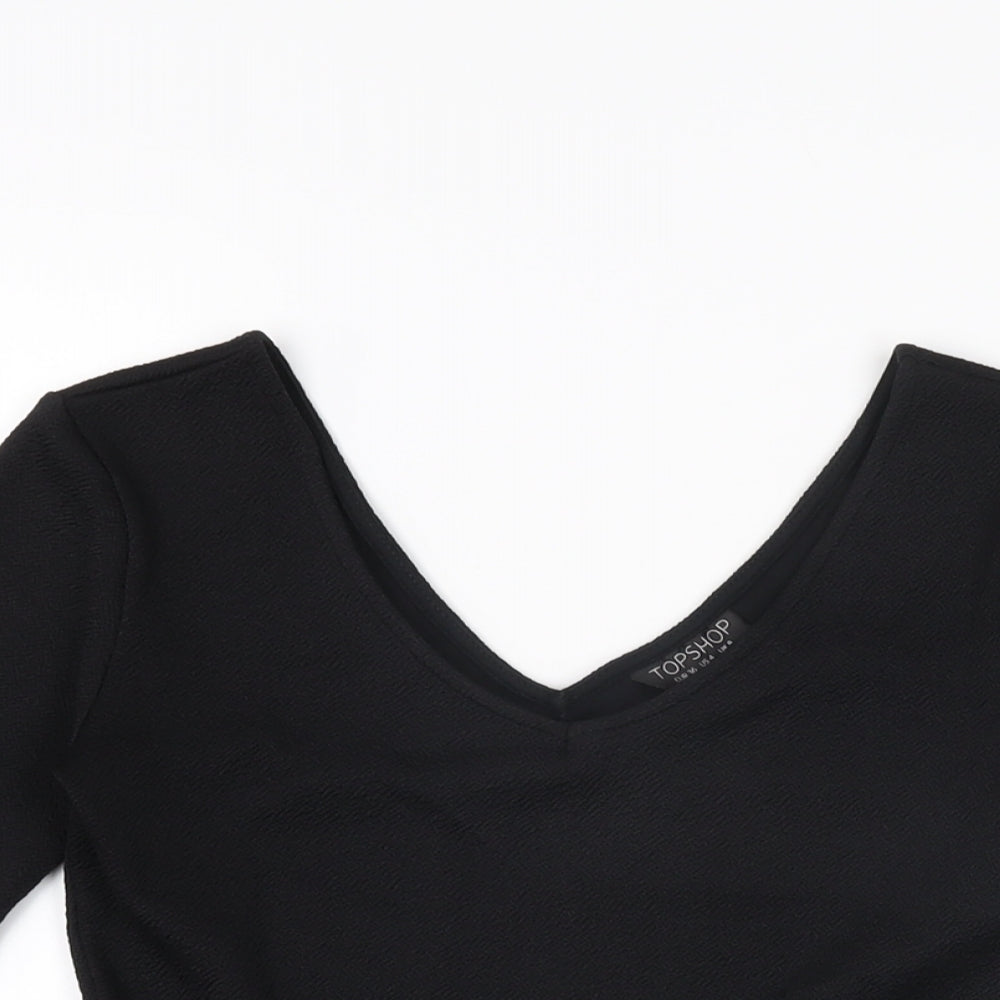 Womens UK Size 8 Topshop Black Basic T-Shirt