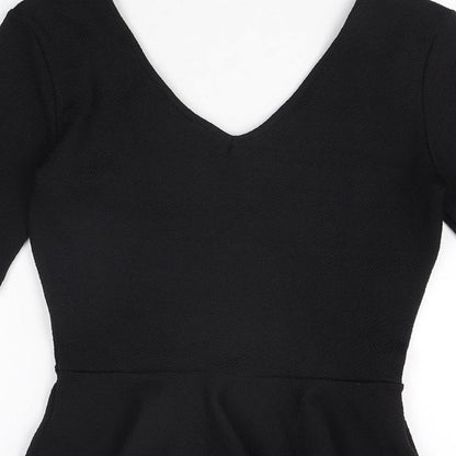 Womens UK Size 8 Topshop Black Basic T-Shirt