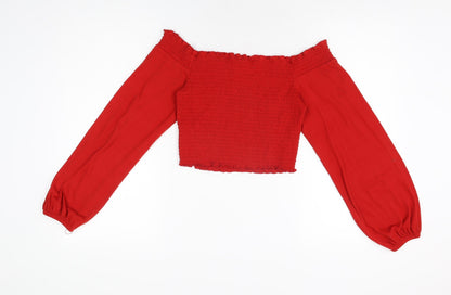 Womens UK Size M H&M Red Basic T-Shirt