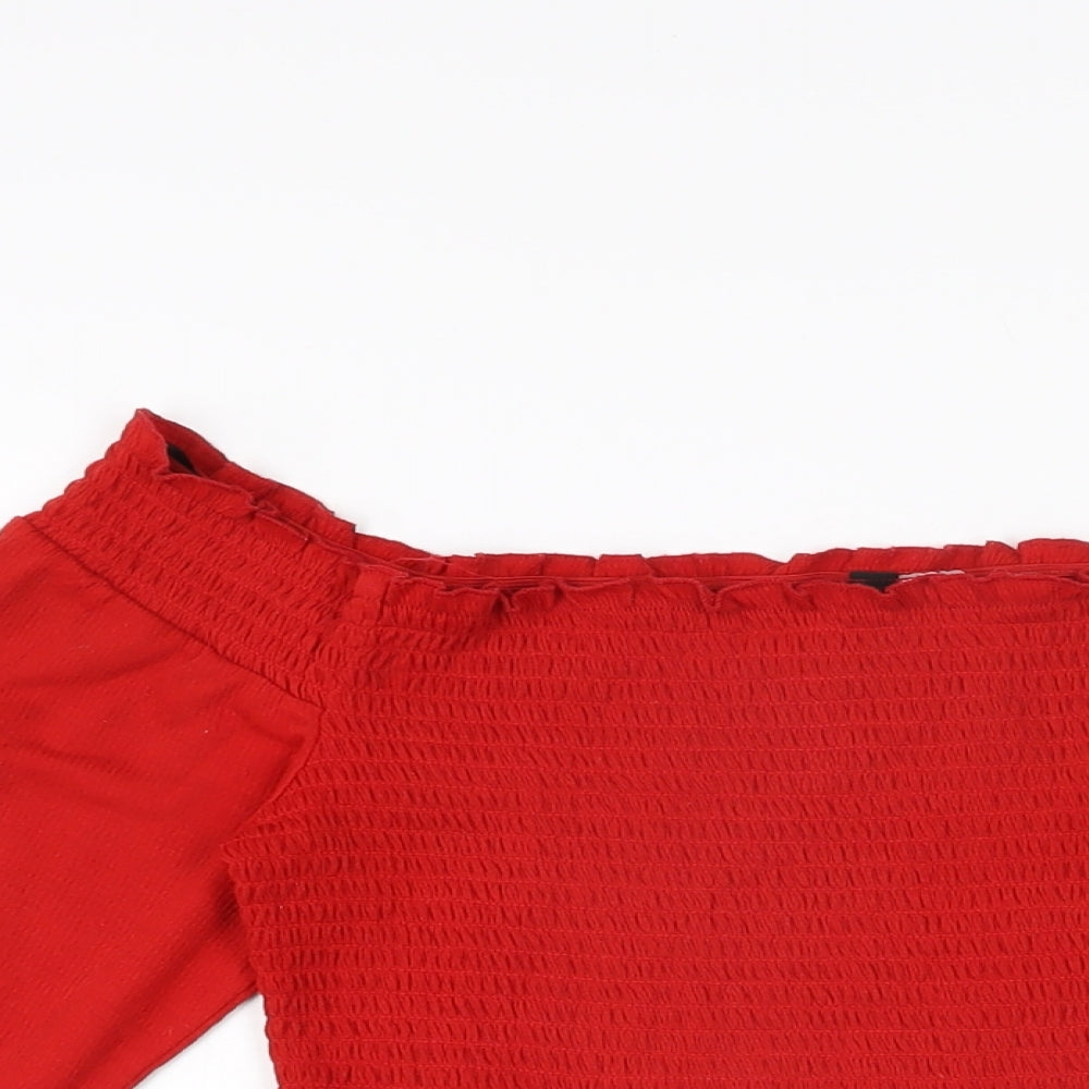 Womens UK Size M H&M Red Basic T-Shirt