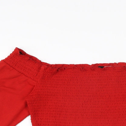 Womens UK Size M H&M Red Basic T-Shirt