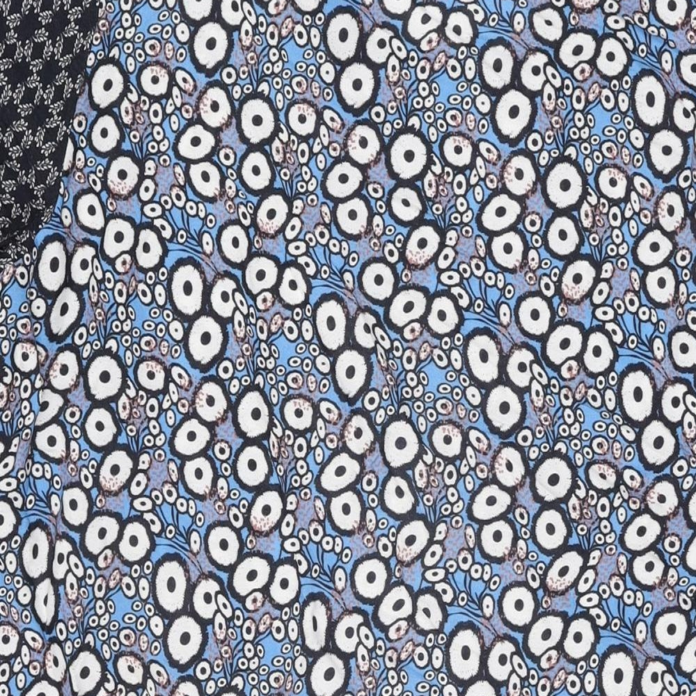 Carolyn Donnelly Womens Blue Geometric Viscose Shift Size 16 V-Neck Pullover