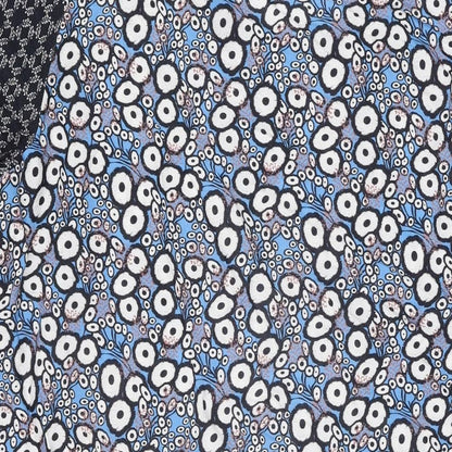 Carolyn Donnelly Womens Blue Geometric Viscose Shift Size 16 V-Neck Pullover