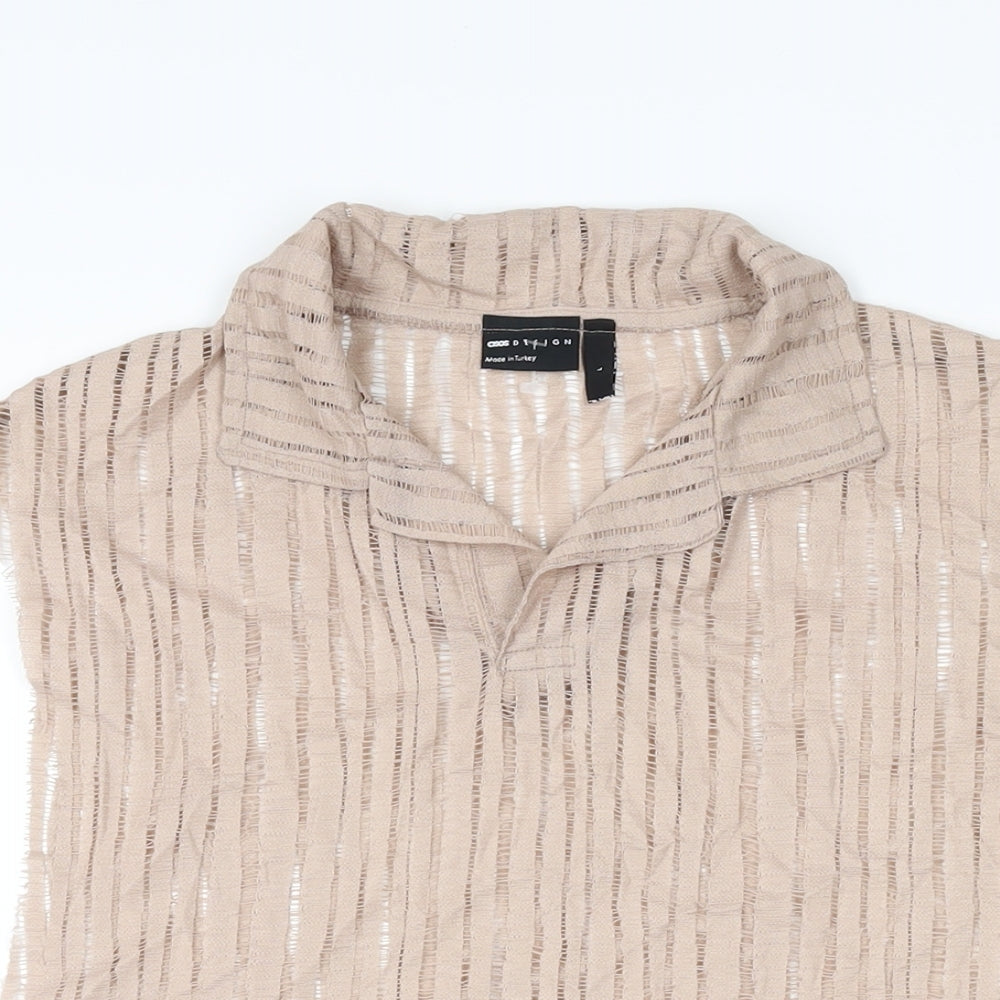 Womens UK Size L ASOS Beige Basic T-Shirt