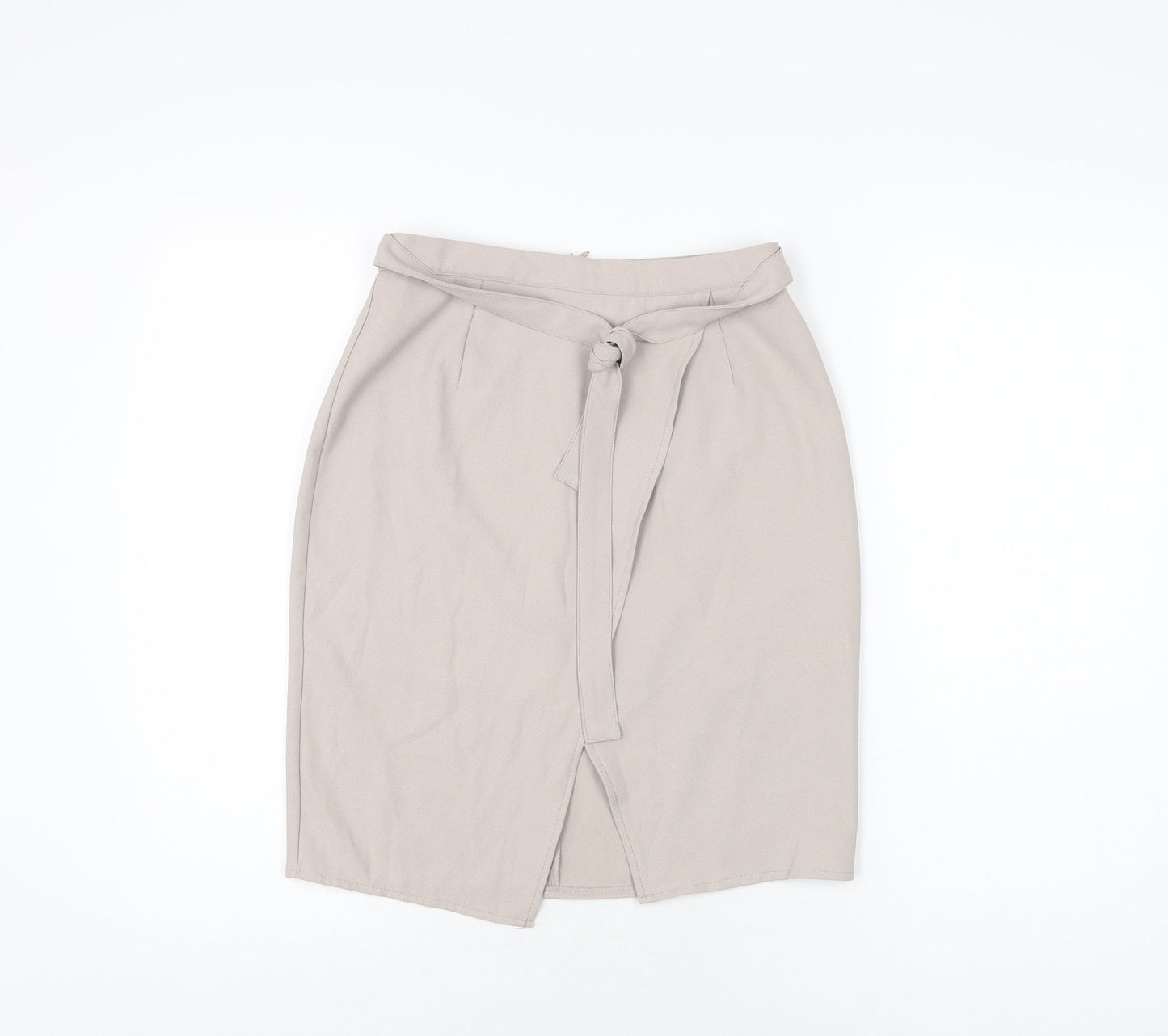 New Look Womens Beige Polyester Straight & Pencil Skirt Size 8 Zip