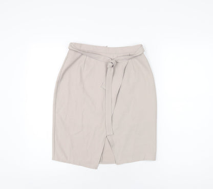 New Look Womens Beige Polyester Straight & Pencil Skirt Size 8 Zip