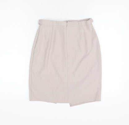 New Look Womens Beige Polyester Straight & Pencil Skirt Size 8 Zip