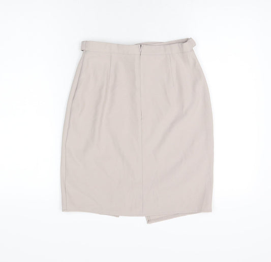 New Look Womens Beige Polyester Straight & Pencil Skirt Size 8 Zip