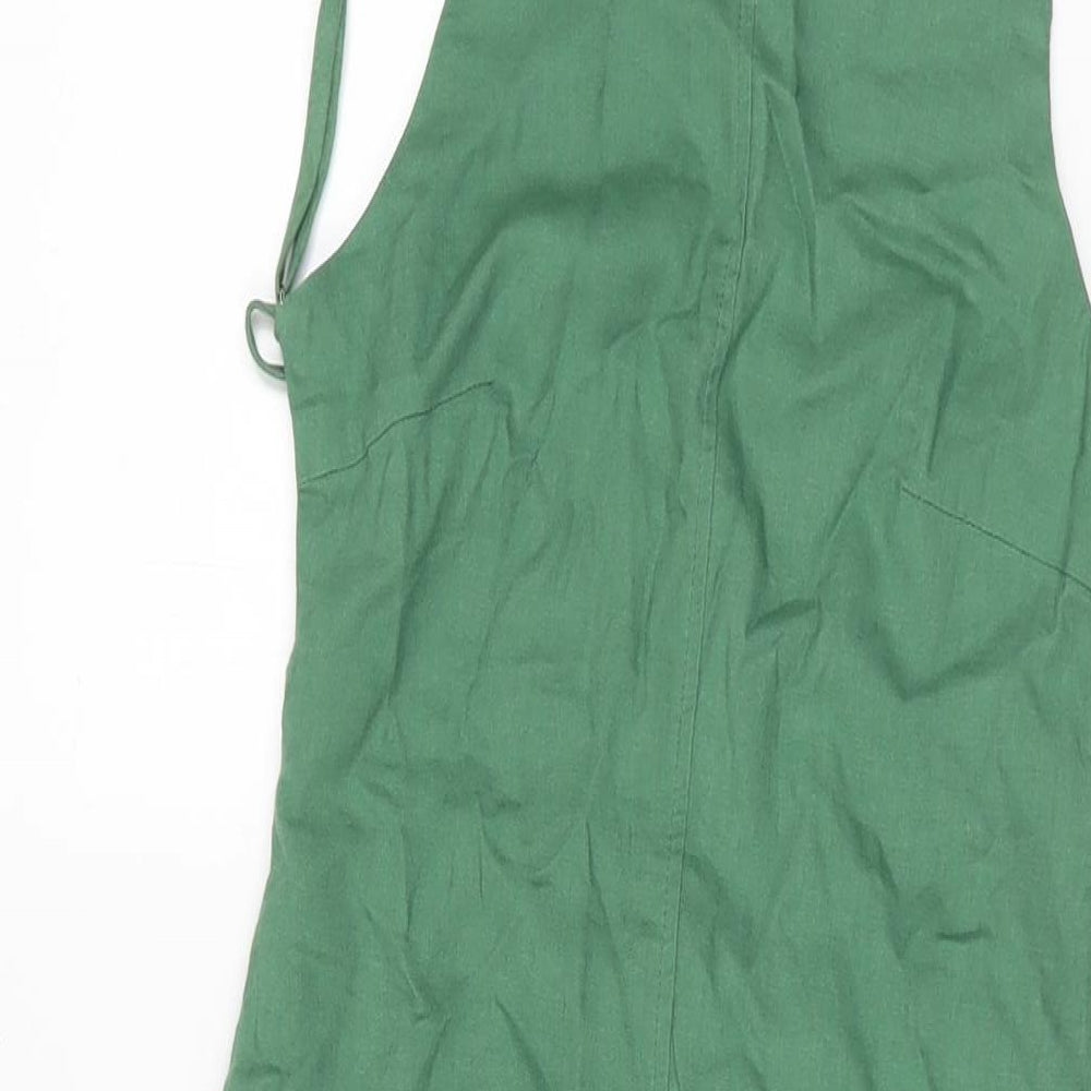 Zara Womens Green Polyester A-Line Size XS Square Neck Zip