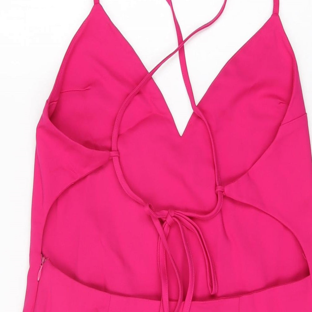 By The Way Womens Pink Cotton Mini Size L V-Neck Zip
