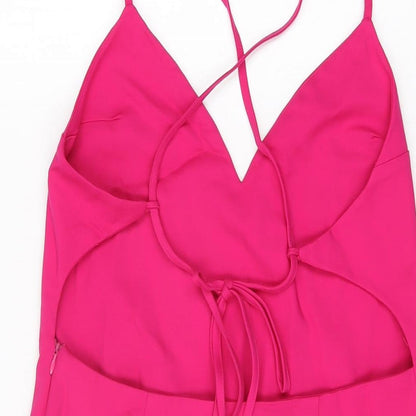 By The Way Womens Pink Cotton Mini Size L V-Neck Zip